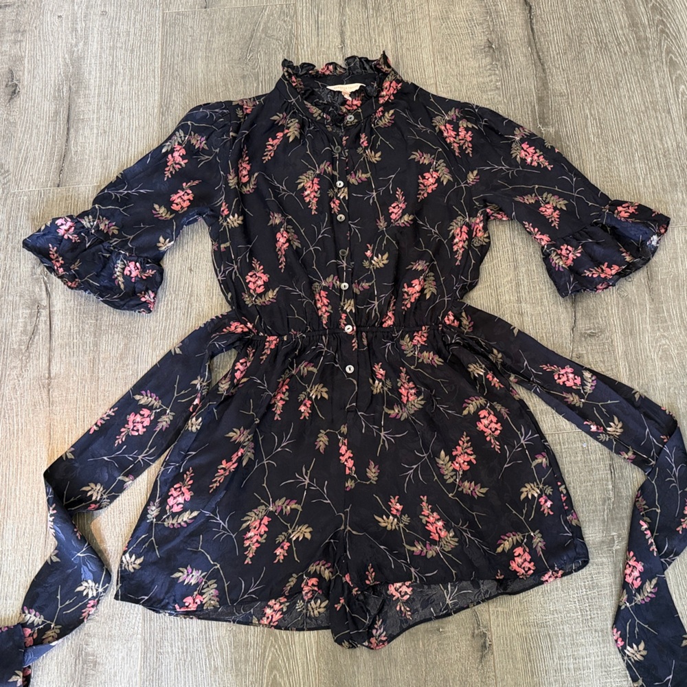 Rebecca Taylor Navy Pink Floral Romper Size 0